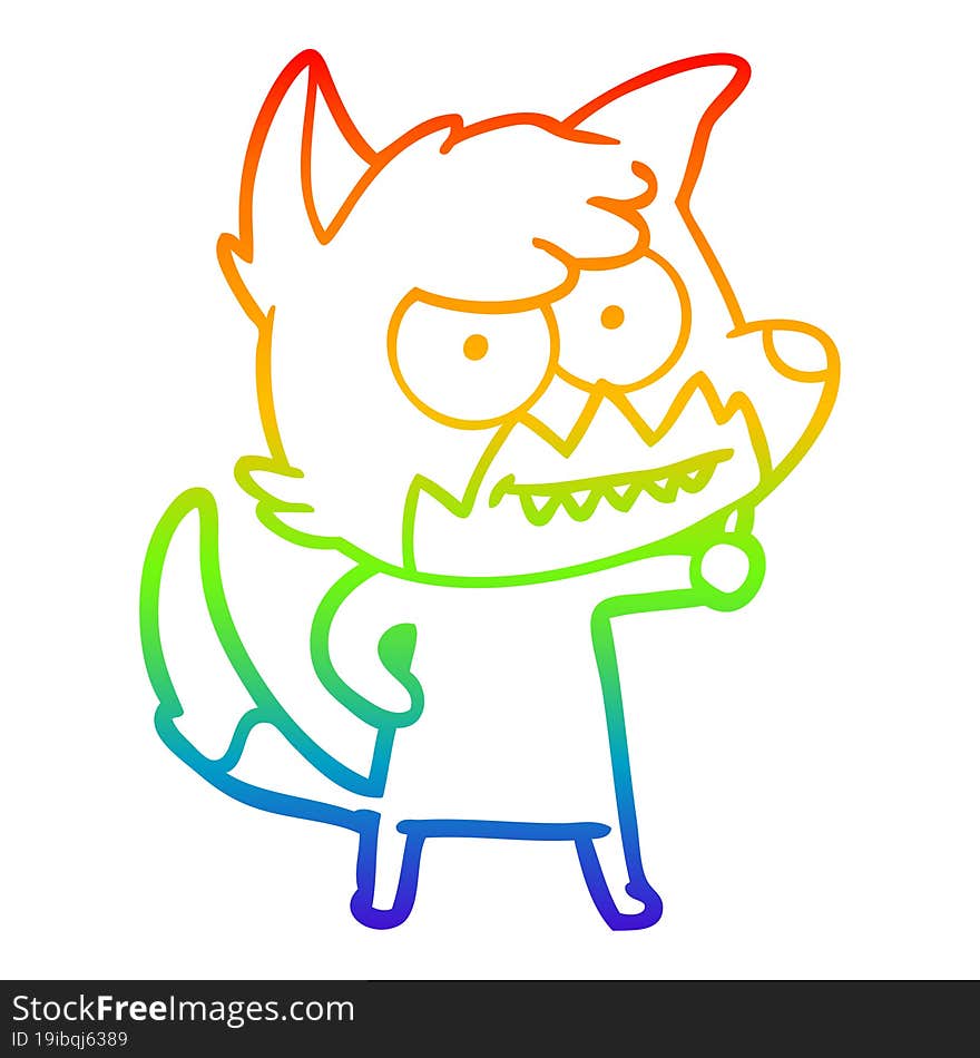 rainbow gradient line drawing cartoon grinning fox