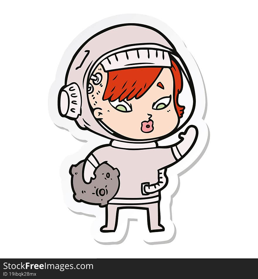 sticker of a cartoon astronaut woman