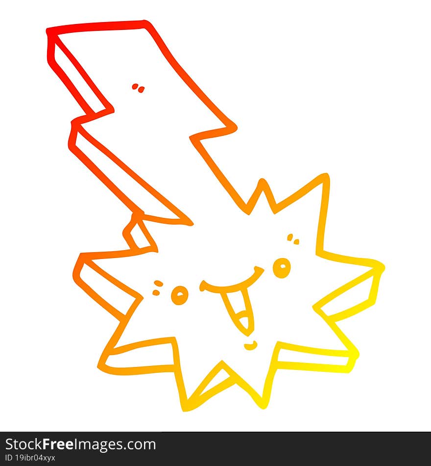 warm gradient line drawing cartoon lightning strike