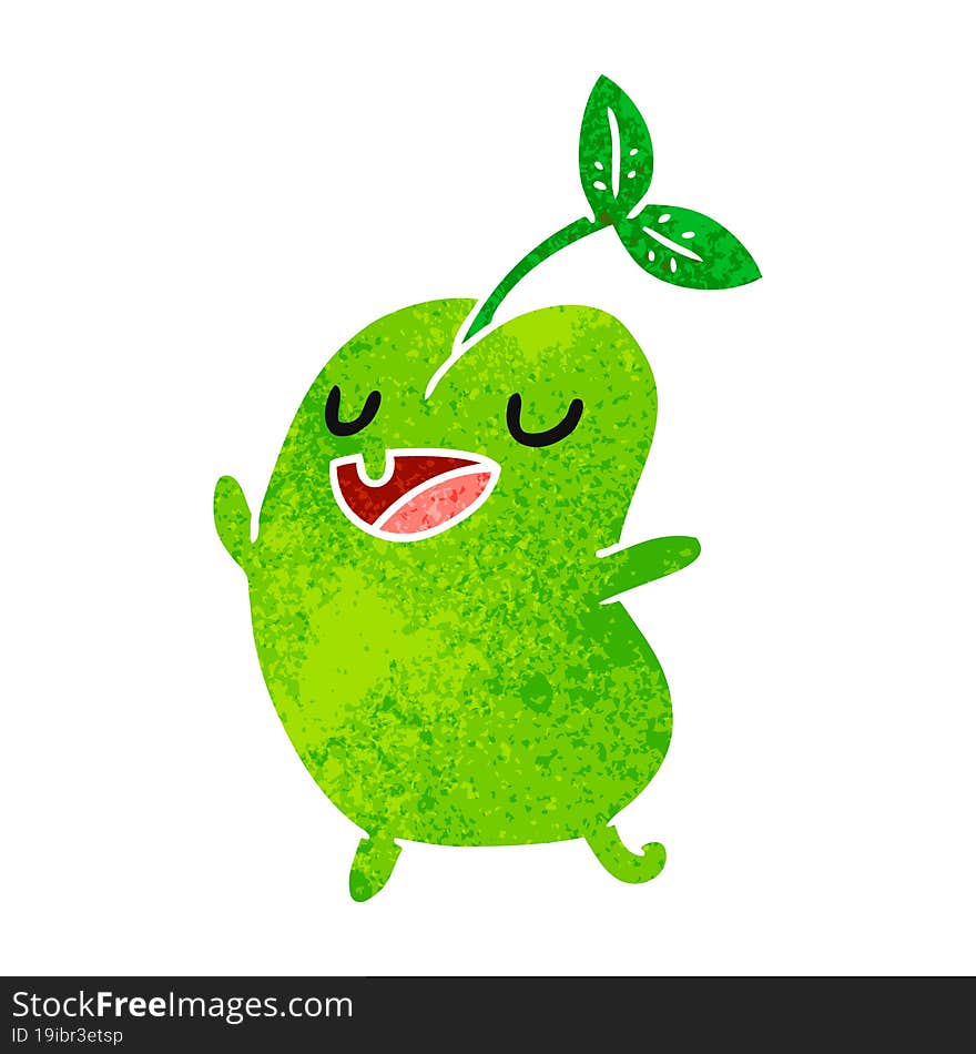 retro cartoon kawaii cute sprouting bean