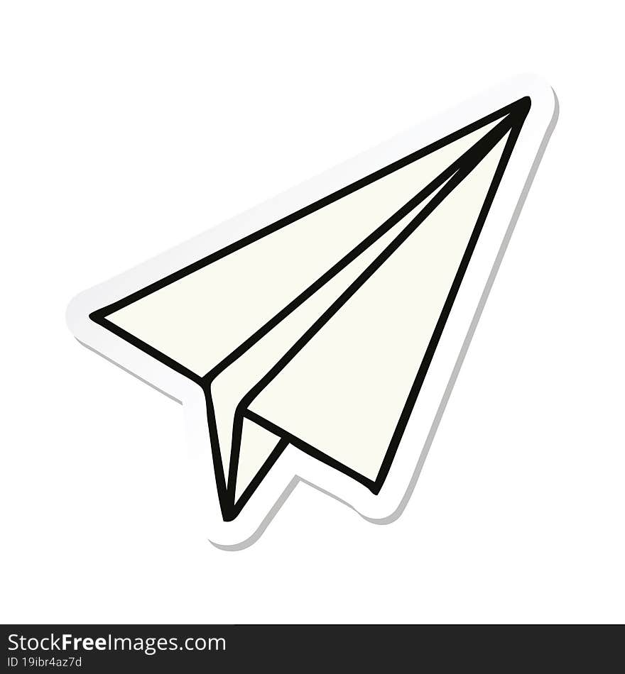 sticker of a cute cartoon paper plane