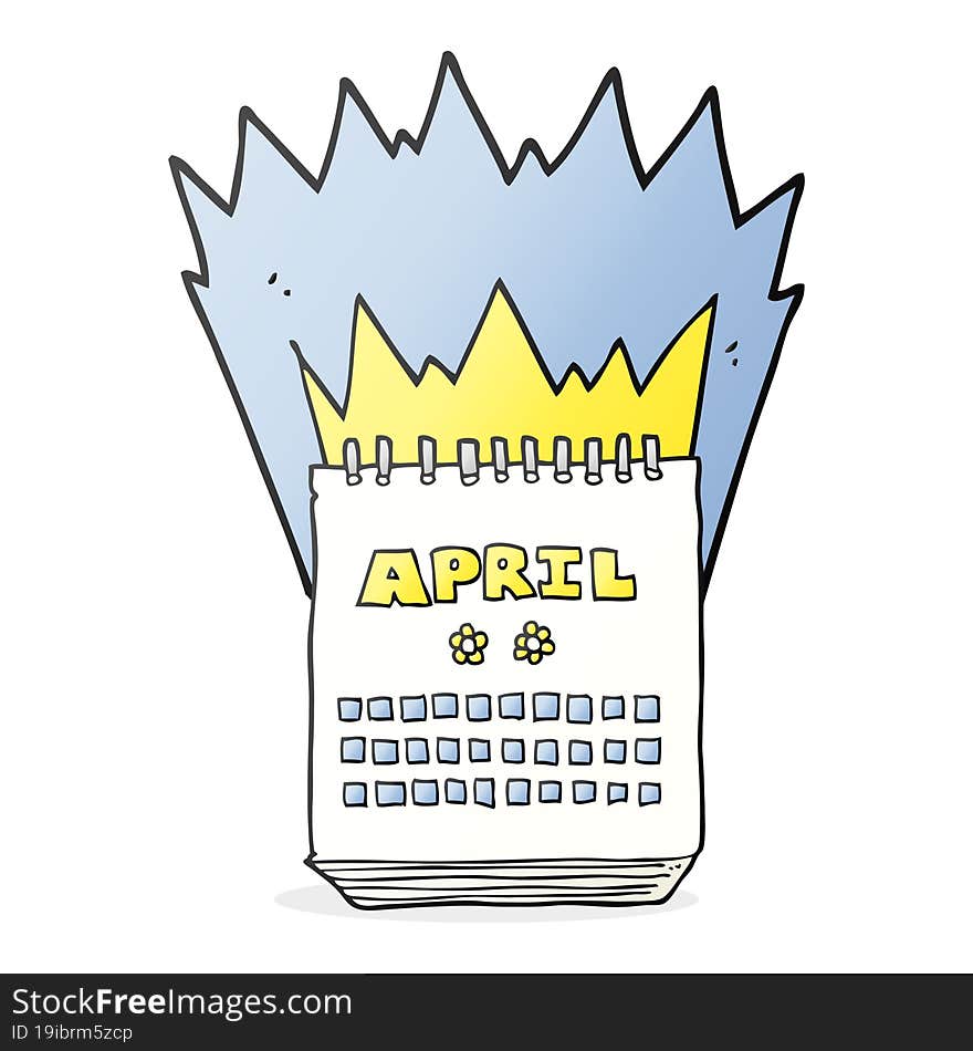 cartoon calendar showing month of April