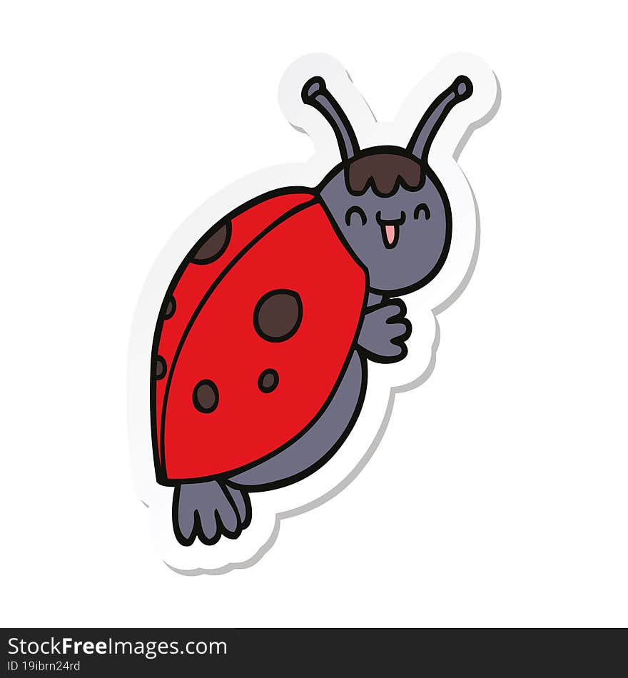 sticker of a cute cartoon ladybug