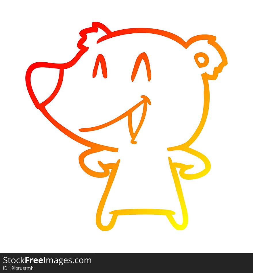 warm gradient line drawing laughing bear cartoon