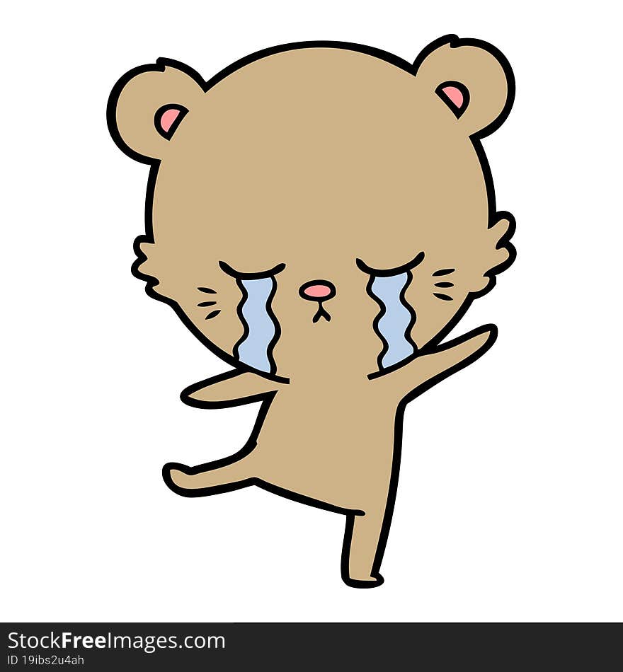 crying cartoon bear balancing. crying cartoon bear balancing