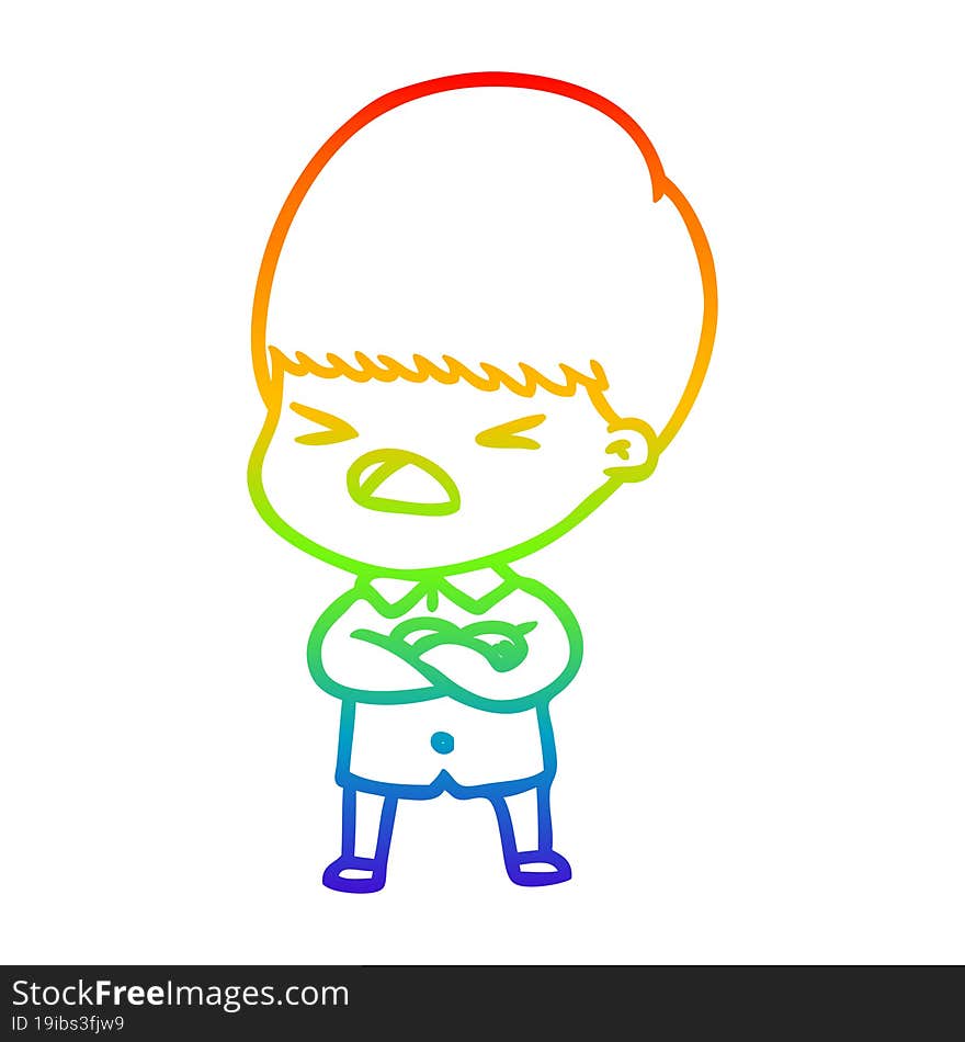 rainbow gradient line drawing cartoon stressed man