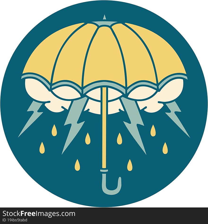 tattoo style icon of an umbrella