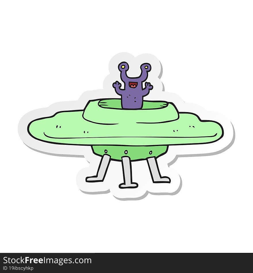 sticker of a cartoon flying saucer