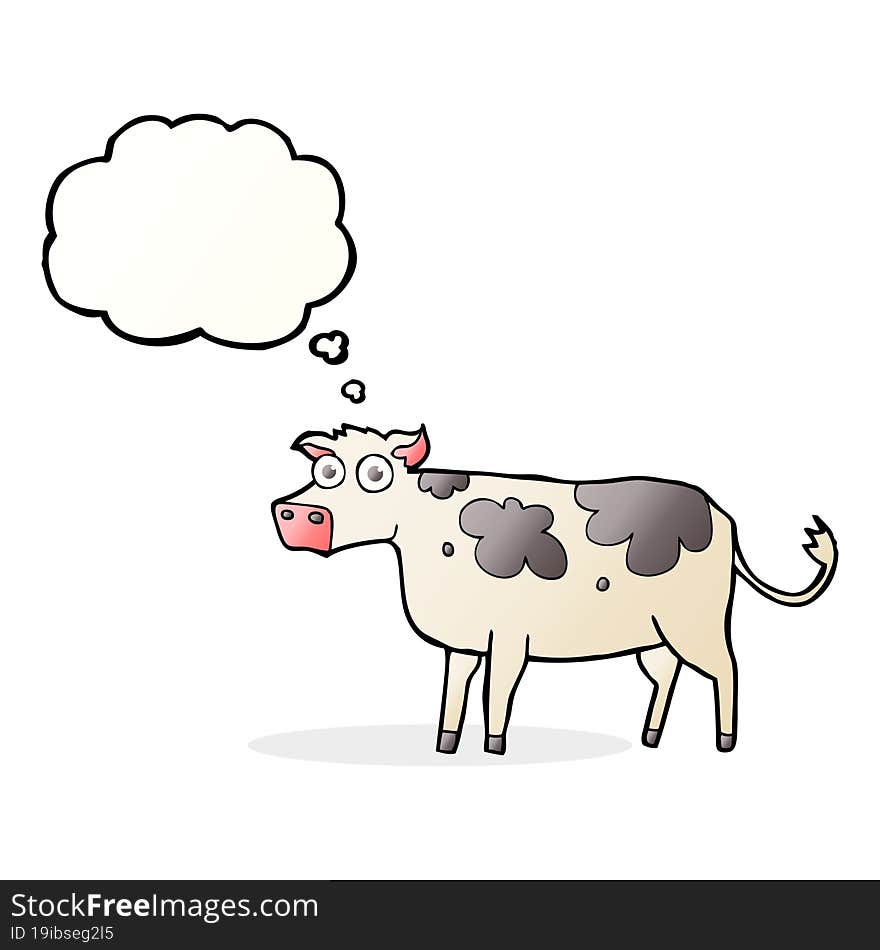 freehand drawn thought bubble cartoon cow