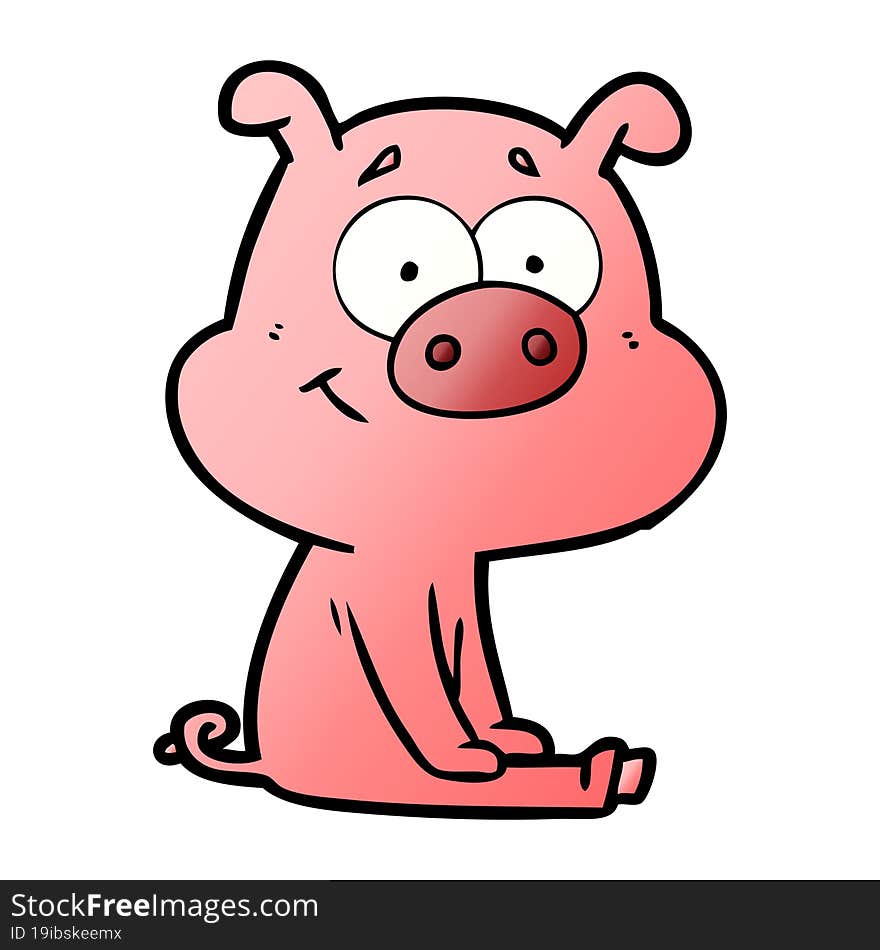 happy cartoon pig sitting. happy cartoon pig sitting