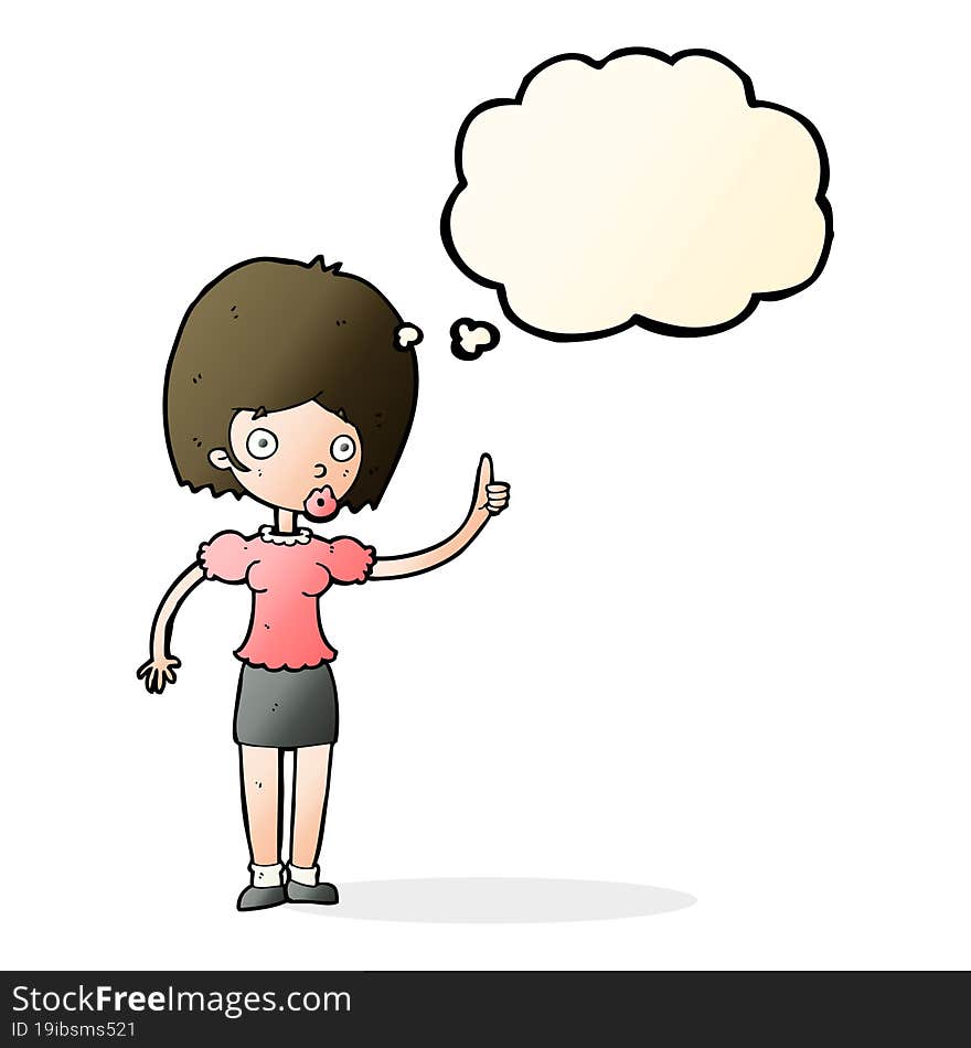 cartoon woman with idea with thought bubble