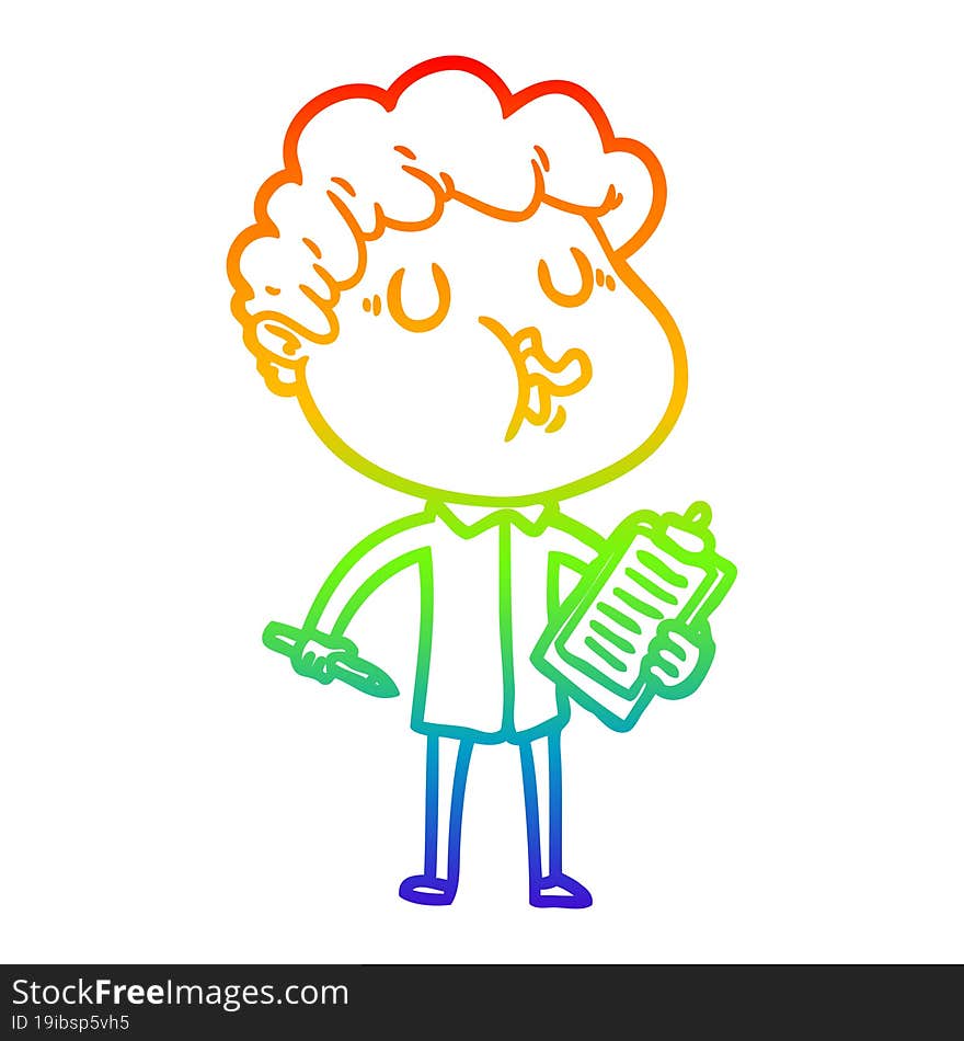 rainbow gradient line drawing cartoon man singing