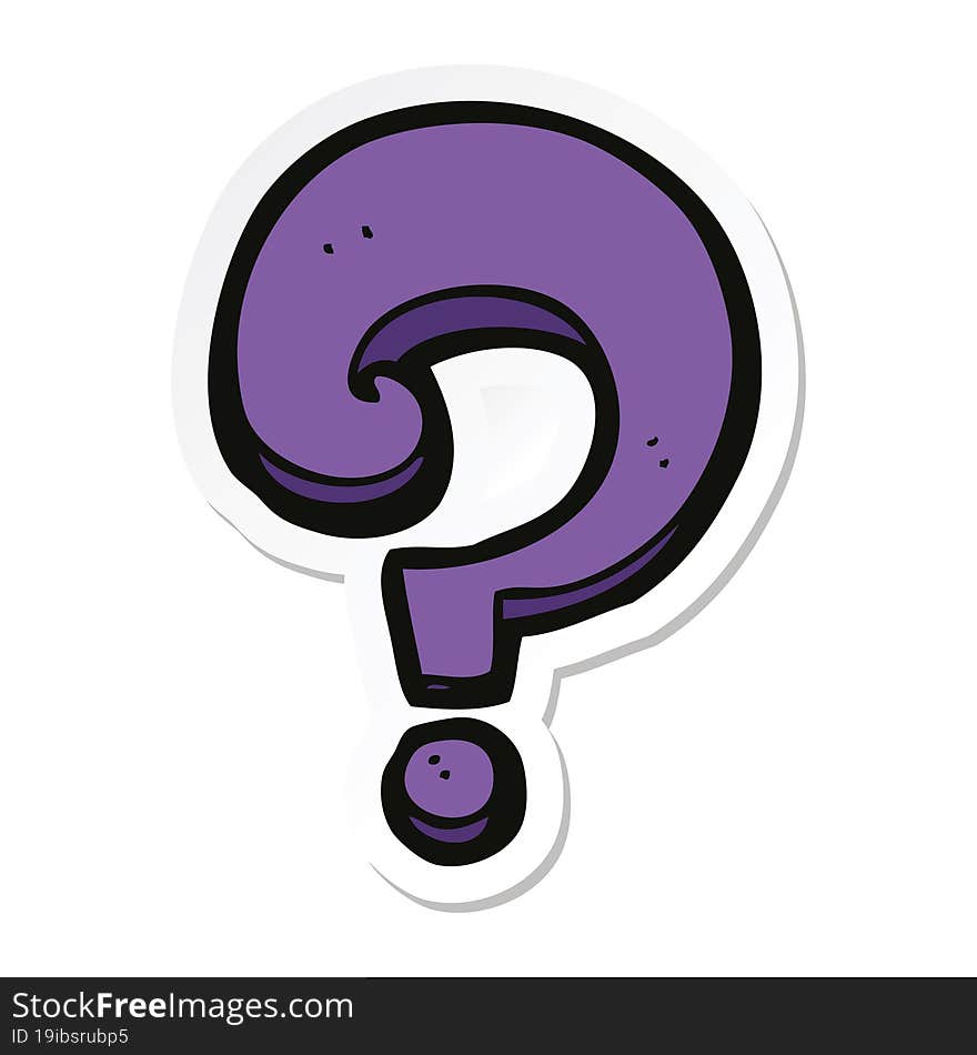 sticker of a cartoon question mark