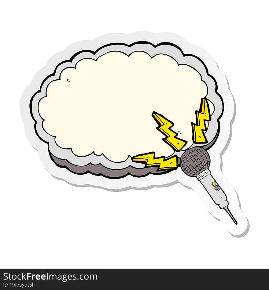 sticker of a cartoon microphone and space for text cloud