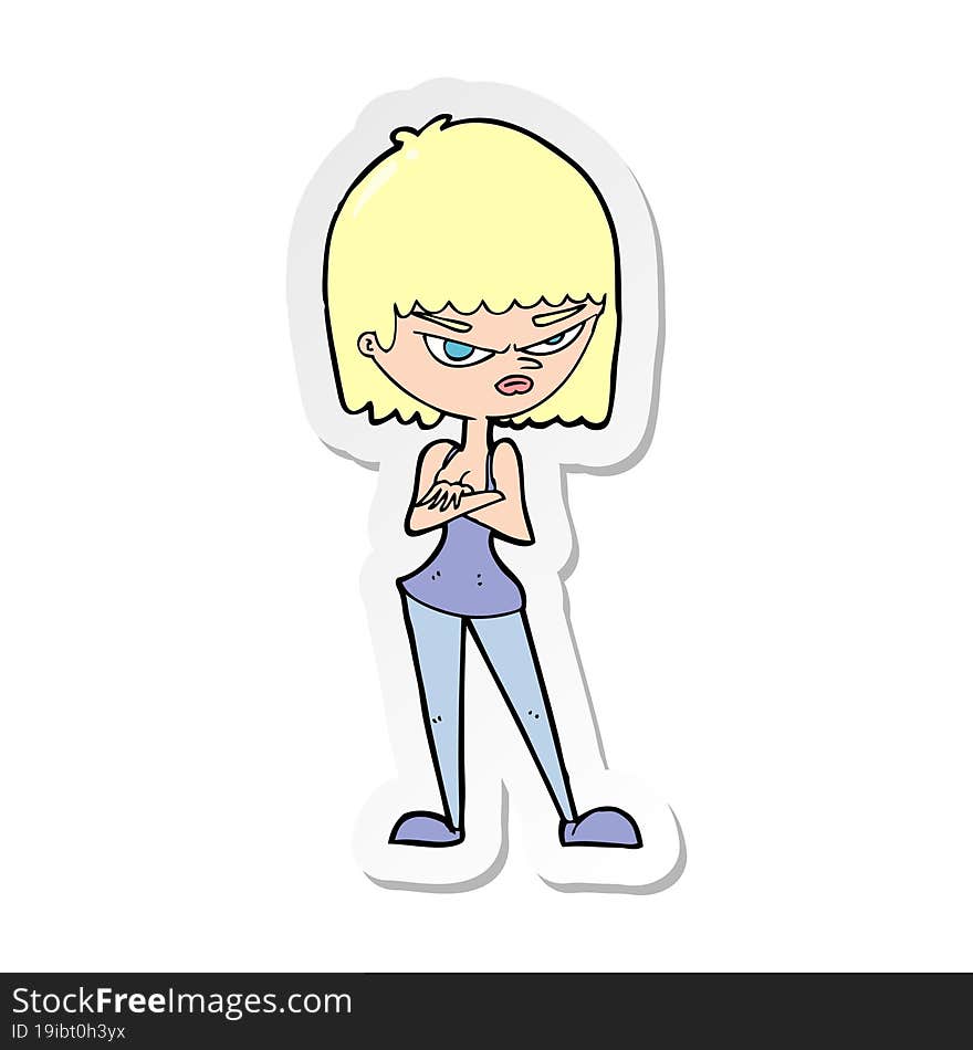 sticker of a cartoon angry woman