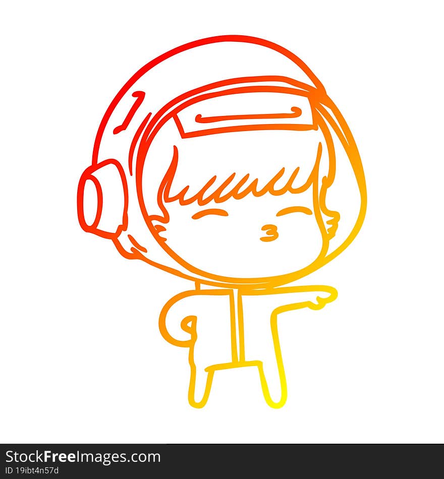 Warm Gradient Line Drawing Cartoon Curious Astronaut