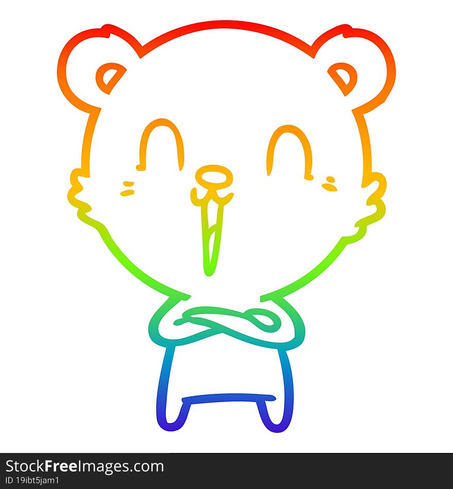 rainbow gradient line drawing happy cartoon bear