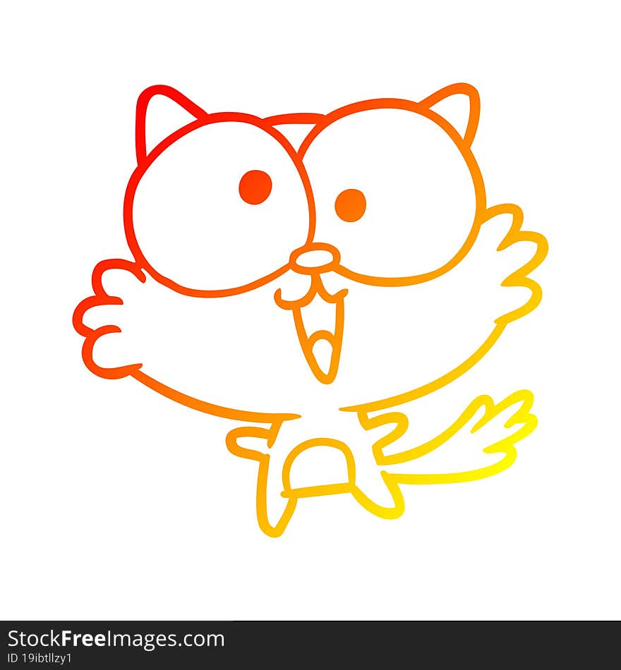 warm gradient line drawing cute crazy cat