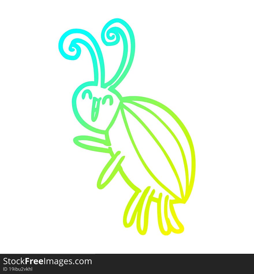 cold gradient line drawing cartoon happy beetle