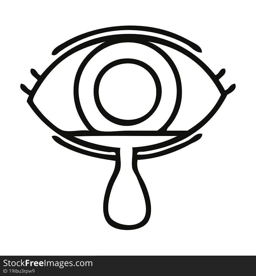 line drawing cartoon of a crying eye