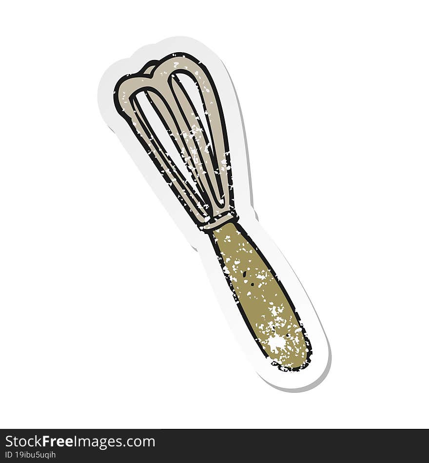 retro distressed sticker of a cartoon whisk