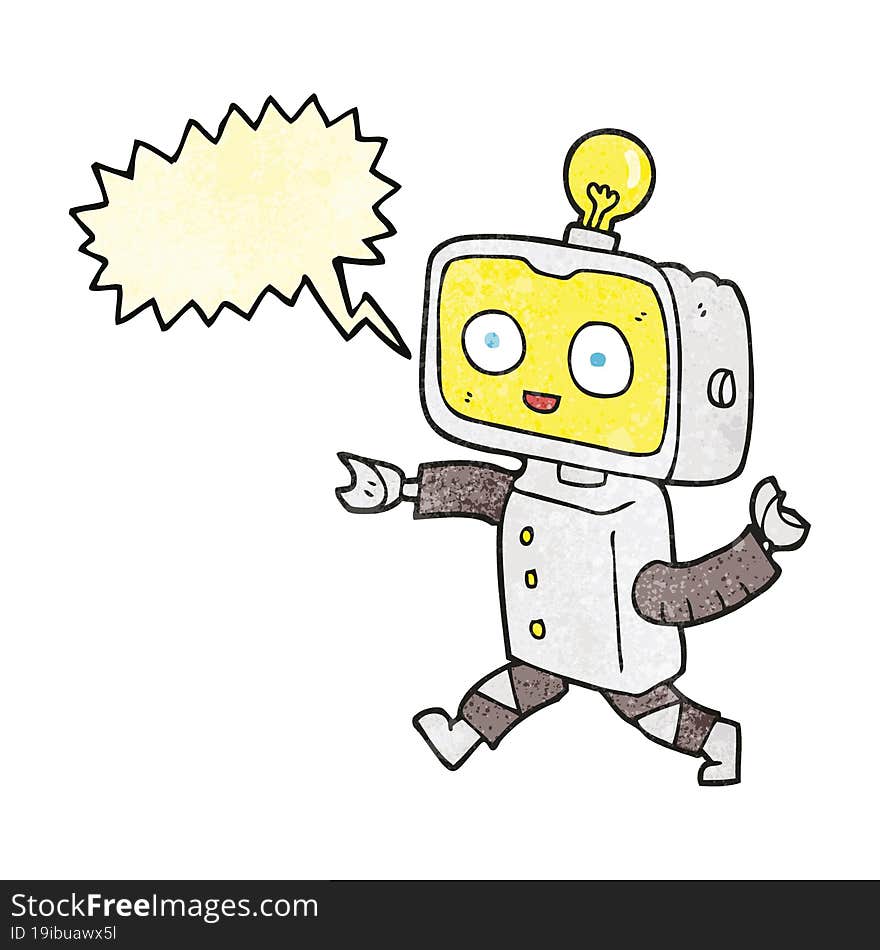 speech bubble textured cartoon little robot