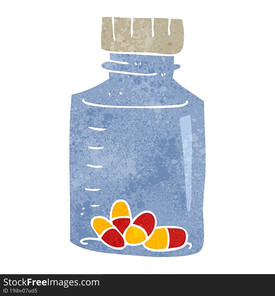 Retro Cartoon Jar Of Pills