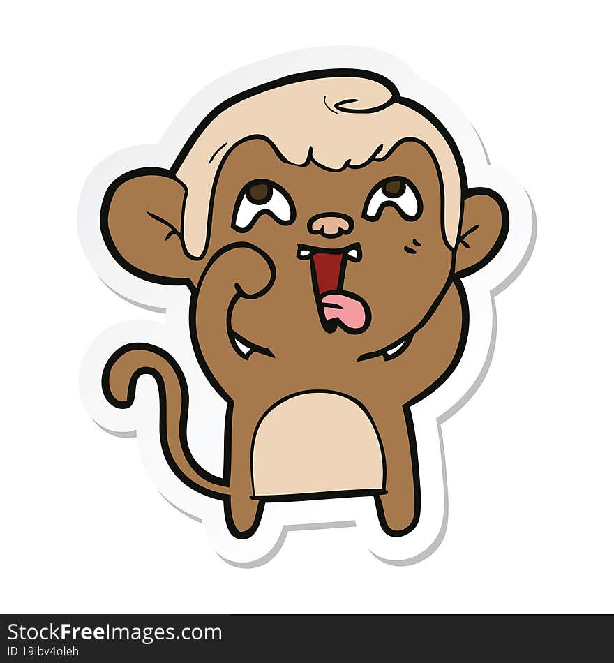 sticker of a crazy cartoon monkey