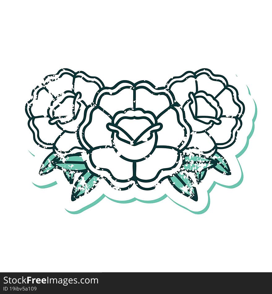 iconic distressed sticker tattoo style image of a bouquet of flowers. iconic distressed sticker tattoo style image of a bouquet of flowers