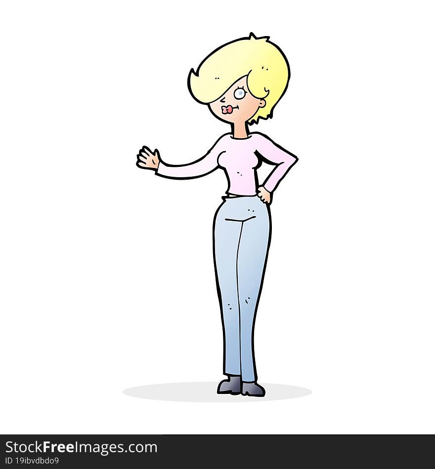 cartoon woman waving