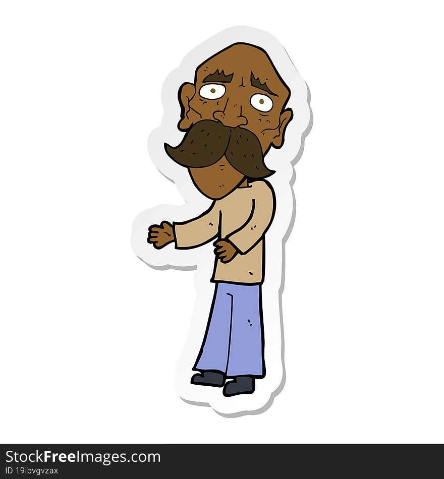 Sticker Of A Cartoon Lonely Old Man