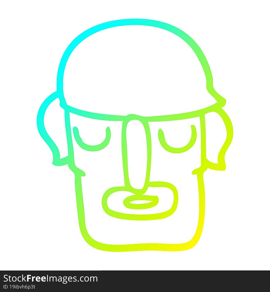 cold gradient line drawing cartoon male face