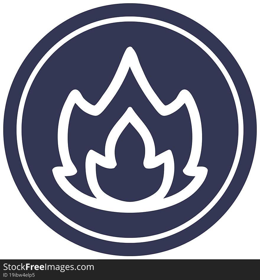 simple flame circular icon symbol