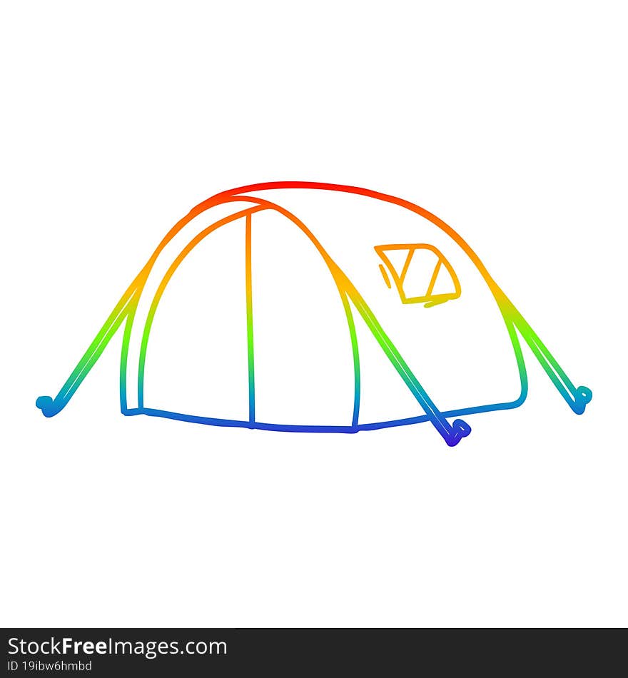 rainbow gradient line drawing cartoon tent