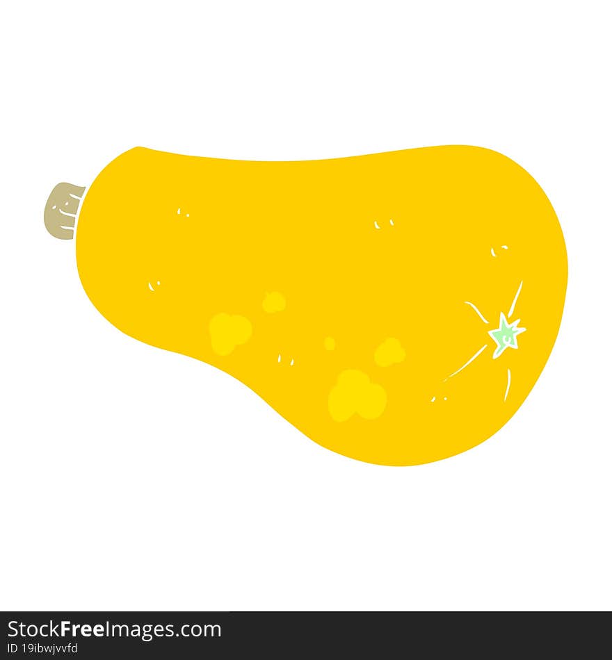 flat color illustration of a cartoon butternut squash