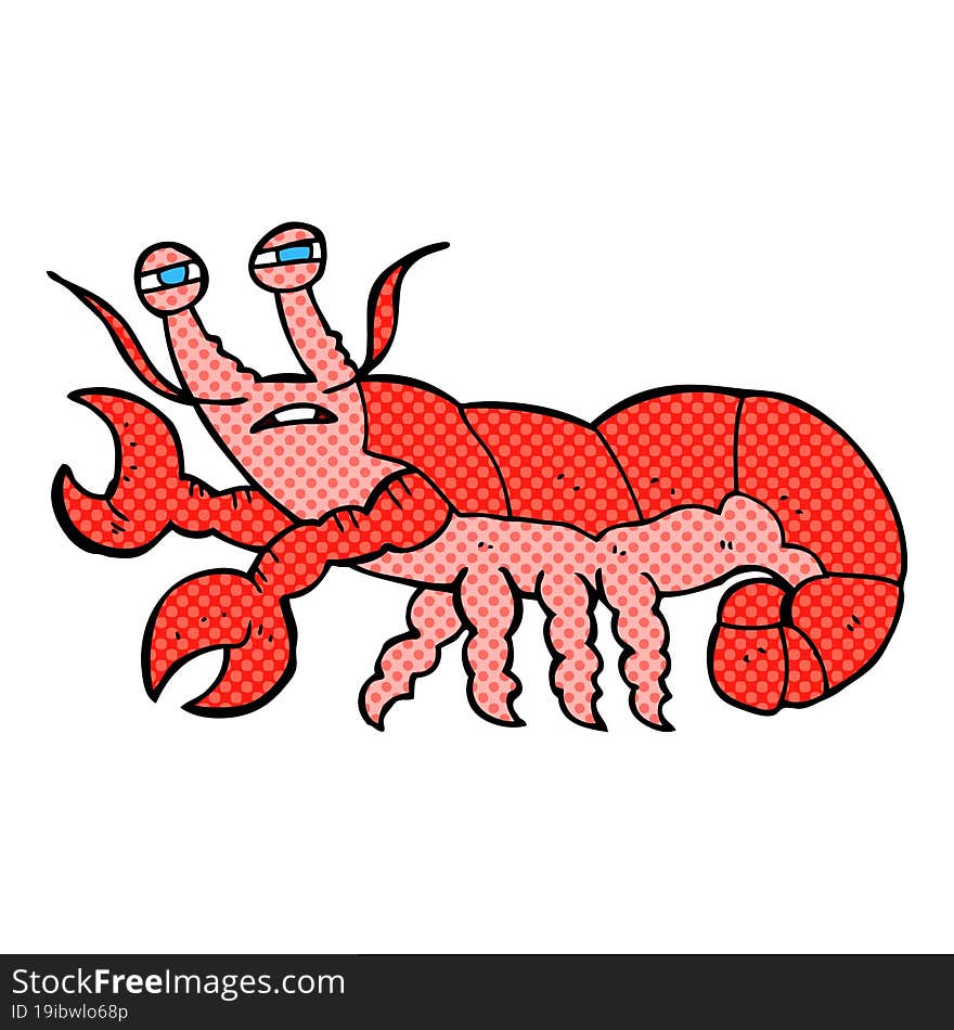 freehand drawn cartoon lobster
