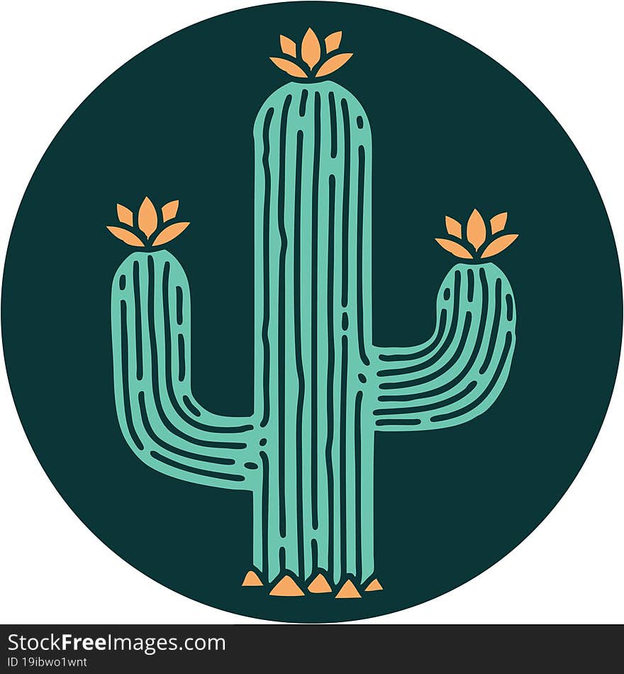 tattoo style icon of a cactus