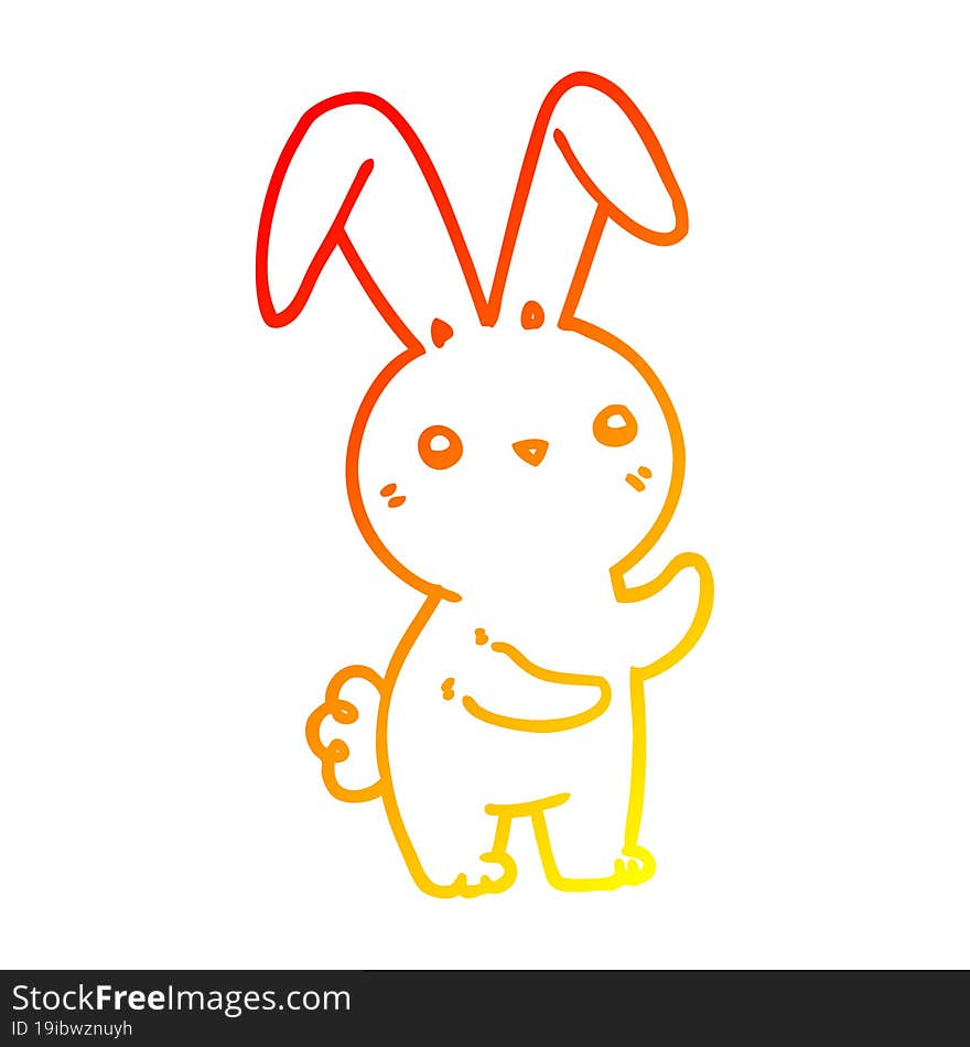 warm gradient line drawing of a cute cartoon rabbit