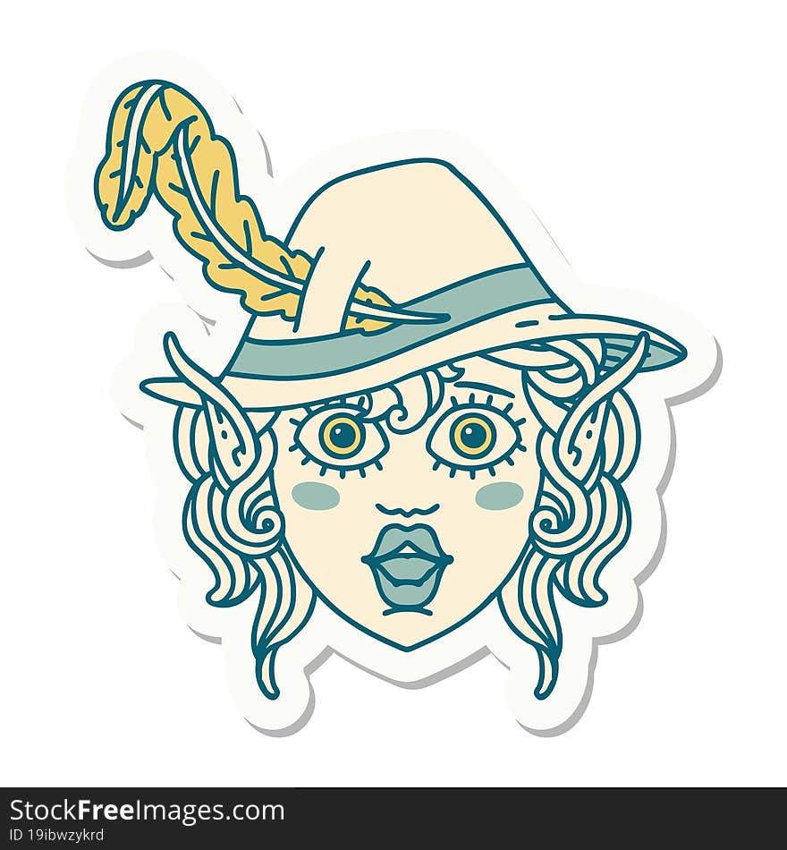 elf bard character face sticker