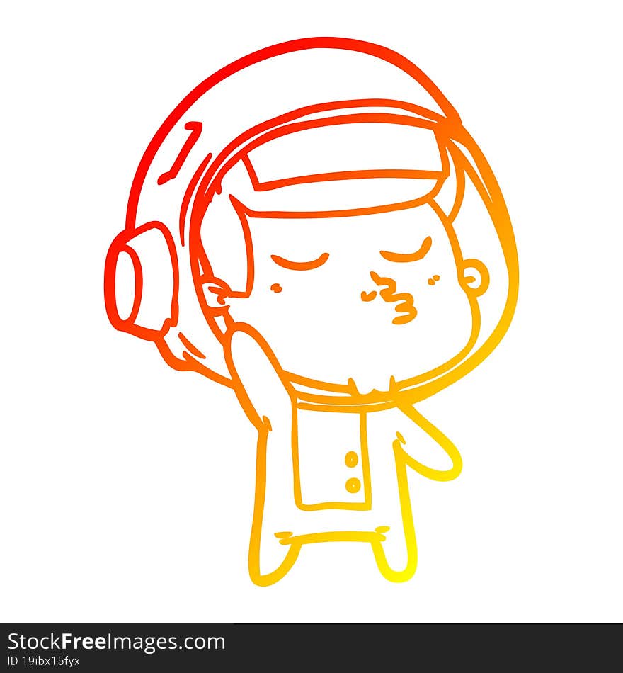 warm gradient line drawing cartoon confident astronaut