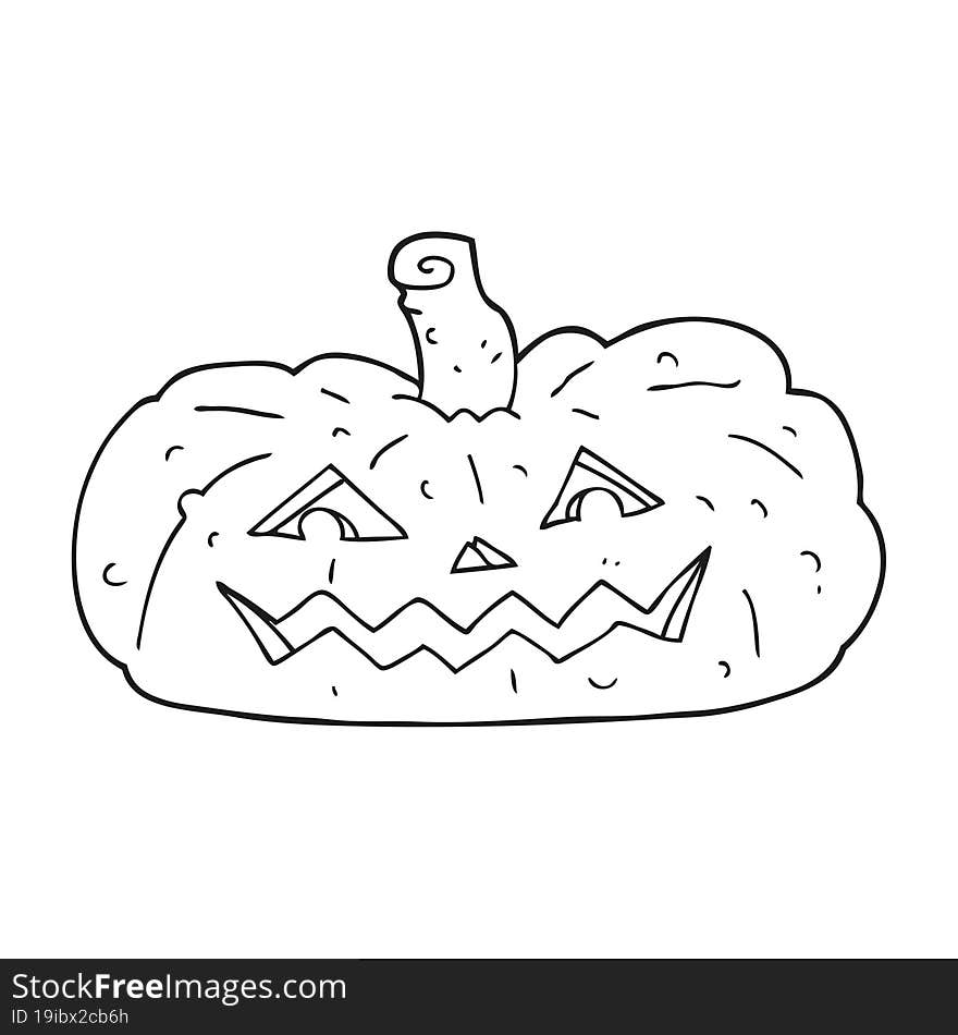 black and white cartoon halloween pumpkin