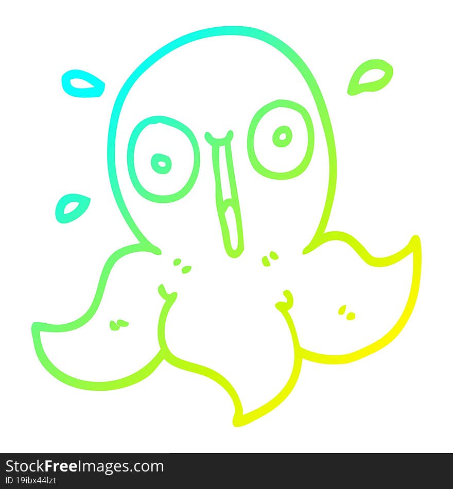 cold gradient line drawing cartoon funny octopus