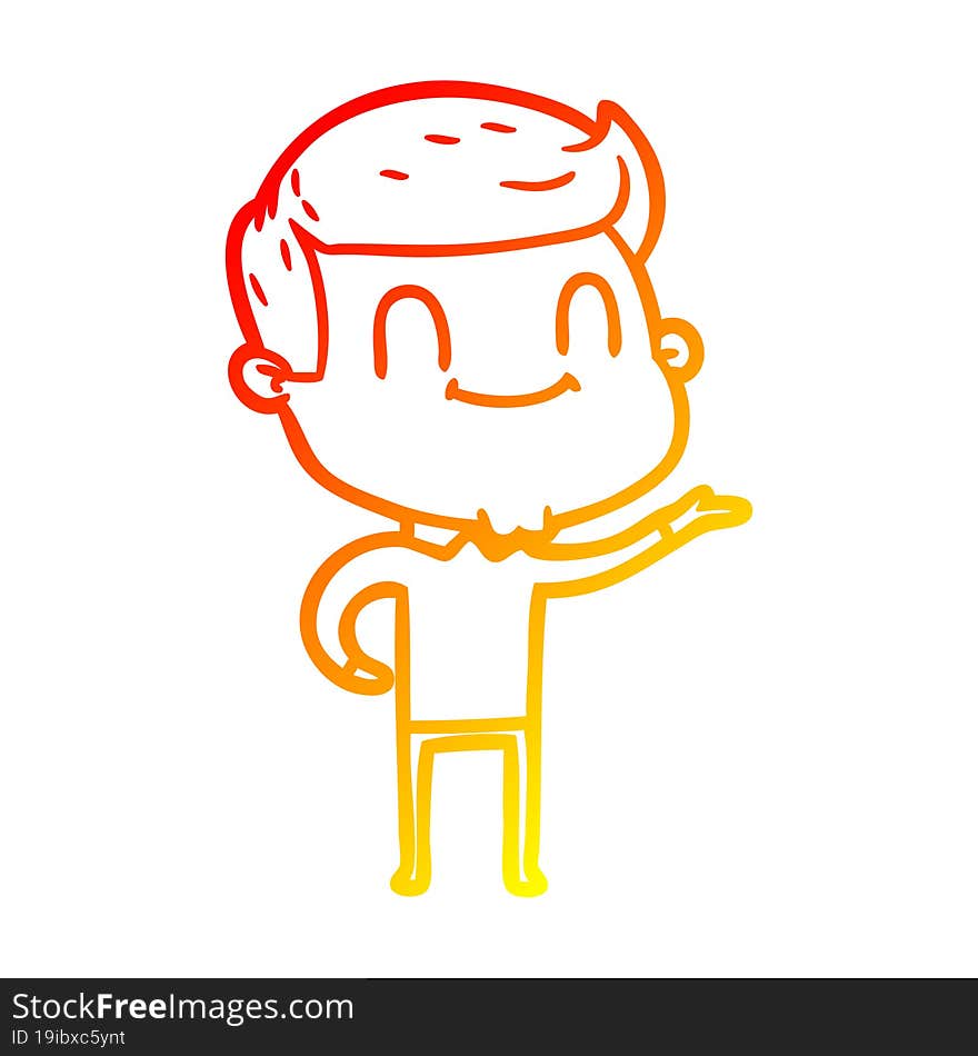 warm gradient line drawing of a cartoon friendly man