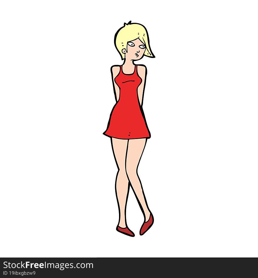 cartoon pretty woman in dress