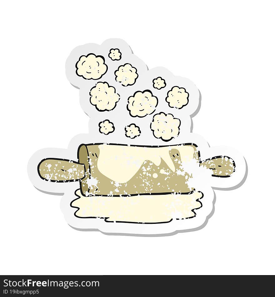 retro distressed sticker of a cartoon rolling pin