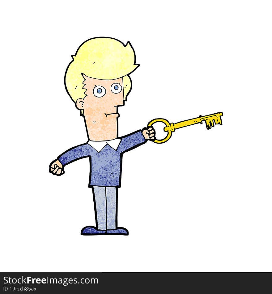 cartoon man with key