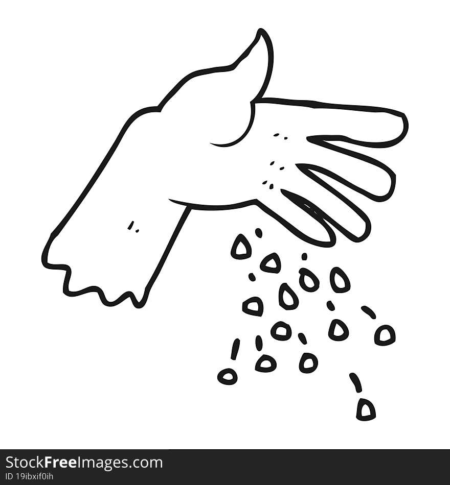 Black And White Cartoon Hand Spreading Seeds