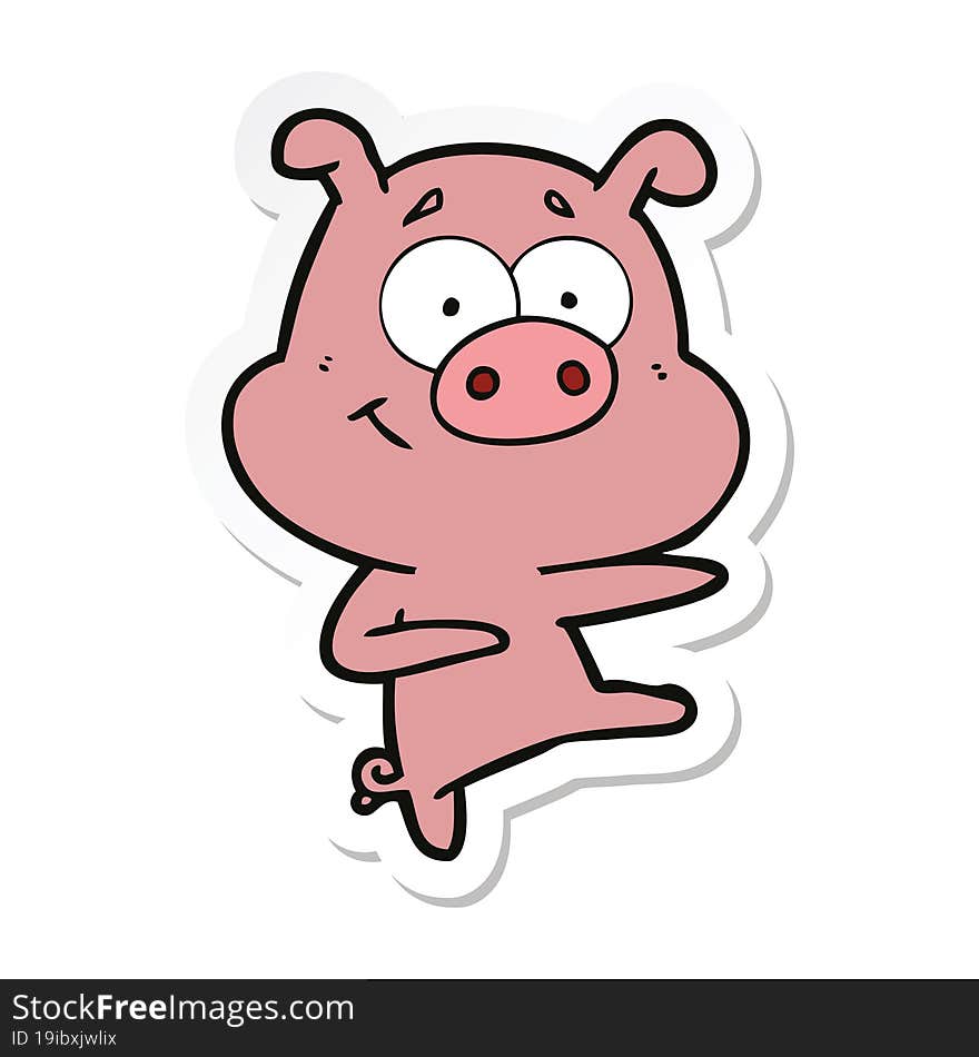 sticker of a cartoon pig pointing