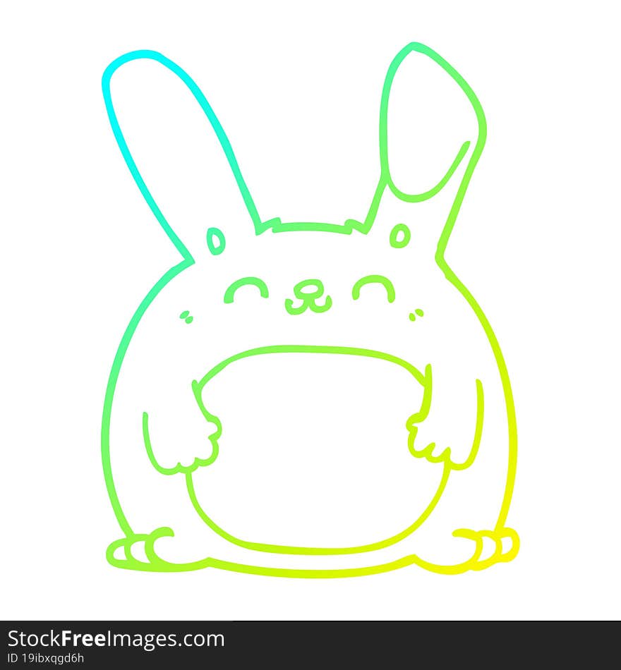 Cold Gradient Line Drawing Cartoon Rabbit