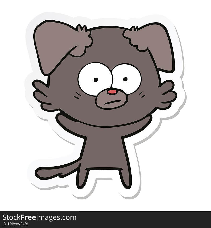 sticker of a nervous dog cartoon